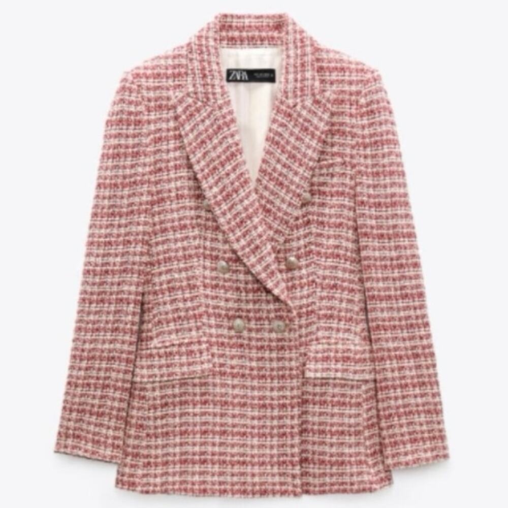 Zara Double Breasted Tweed Blazer XS